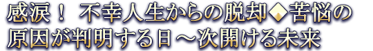 感涙! 不幸人生からの脱却◆苦悩の原因が判明する日~次開ける未来