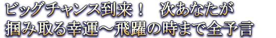 ビッグチャンス到来! 次あなたが掴み取る幸運~飛躍の時まで全予言