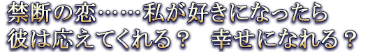 禁断の恋……私が好きになったら彼は応えてくれる? 幸せになれる?