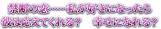 禁断の恋……私が好きになったら彼は応えてくれる？　幸せになれる？