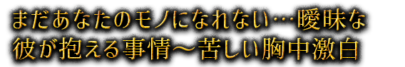 まだあなたのモノになれない…曖昧な彼が抱える事情～苦しい胸中激白