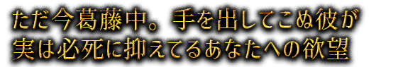 ただ今葛藤中。手を出してこぬ彼が実は必死に抑えてるあなたへの欲望