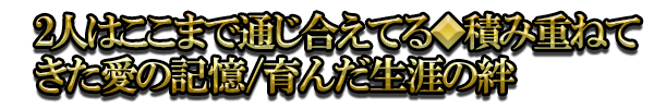 2人はここまで通じ合えてる◆積み重ねてきた愛の記憶/育んだ生涯の絆