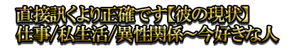 直接訊くより正確です【彼の現状】仕事/私生活/異性関係～今好きな人