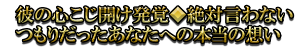 彼の心こじ開け発覚◆絶対言わないつもりだったあなたへの本当の想い
