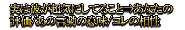 実は彼が超気にしてること⇒あなたの評価/あの言動の意味/コレの相性