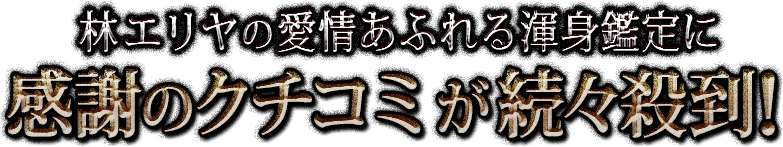 林エリヤの愛情あふれる渾身鑑定に感謝のクチコミが続々殺到！