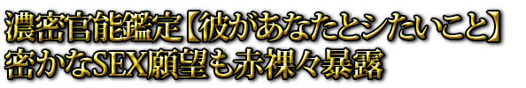 濃密官能鑑定【彼があなたとシたいこと】密かなSEX願望も赤裸々暴露