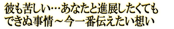 彼も苦しい…あなたと進展したくてもできぬ事情～今一番伝えたい想い