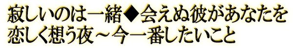 寂しいのは一緒◆会えぬ彼があなたを恋しく想う夜～今一番したいこと