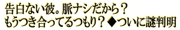 告白ない彼。脈ナシだから?もうつき合ってるつもり?◆ついに謎判明
