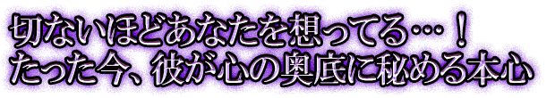 切ないほどあなたを想ってる…！たった今、彼が心の奥底に秘める本心