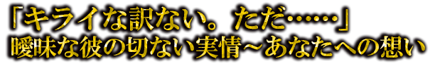 「キライな訳ない。ただ……」曖昧な彼の切ない実情～あなたへの想い