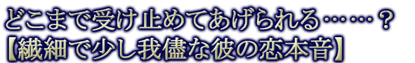 どこまで受け止めてあげられる……？【繊細で少し我儘な彼の恋本音】